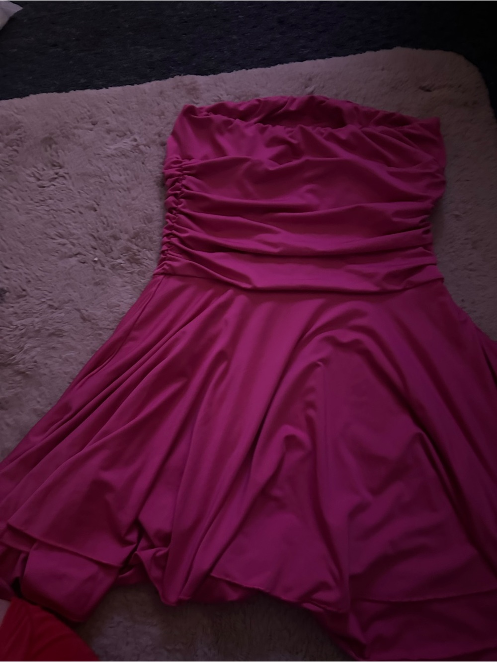 Strapless Ruched Fuchsia Evening Dress